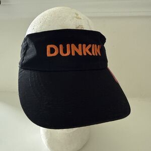 Dunkin Donuts Employee Visor Black Orange Logo Adjustable